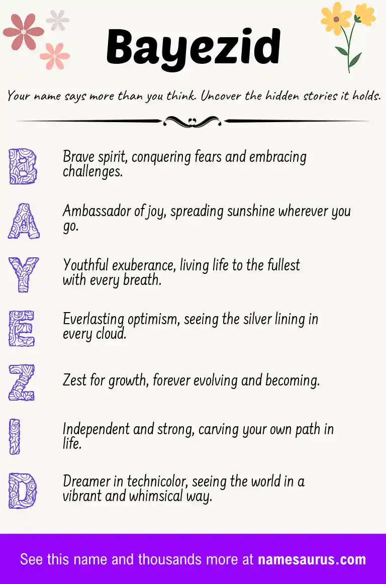 Acrostic poem about Bayezid.
