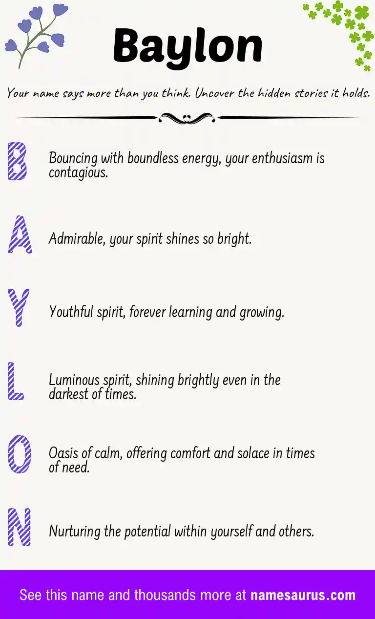 Acrostic poem about Baylon.