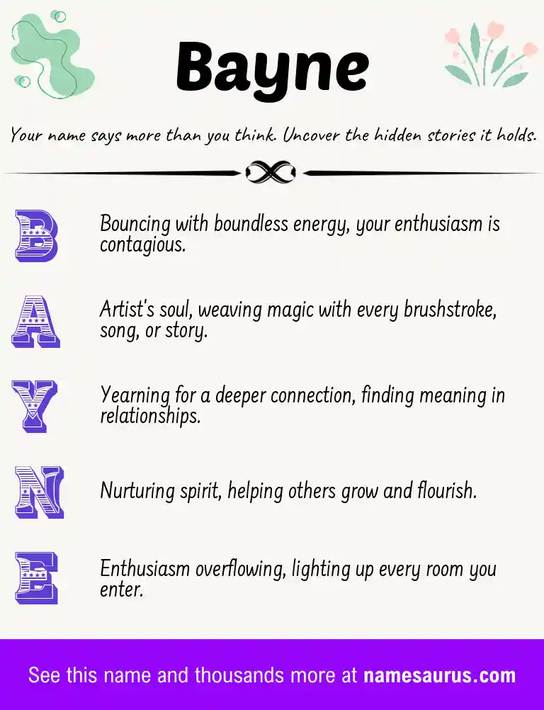 Acrostic poem about Bayne.