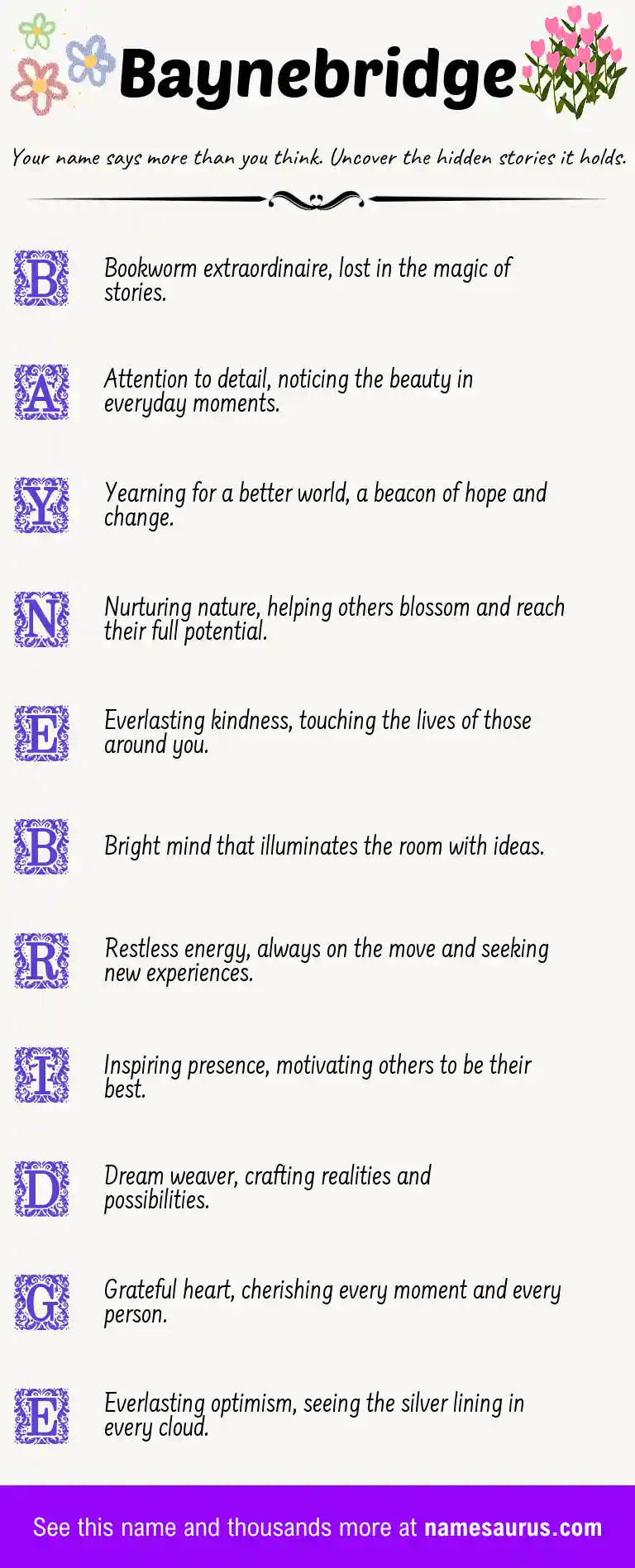 Acrostic poem about Baynebridge.