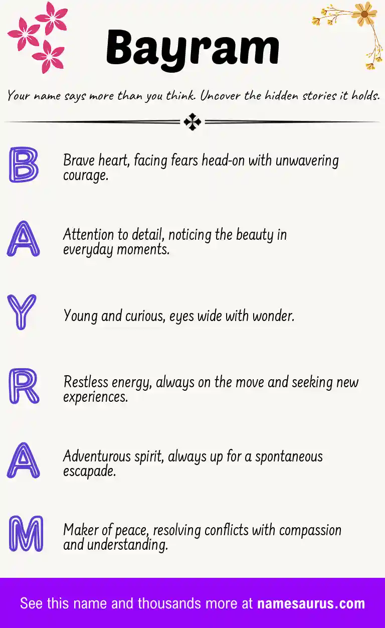 Acrostic poem about Bayram.