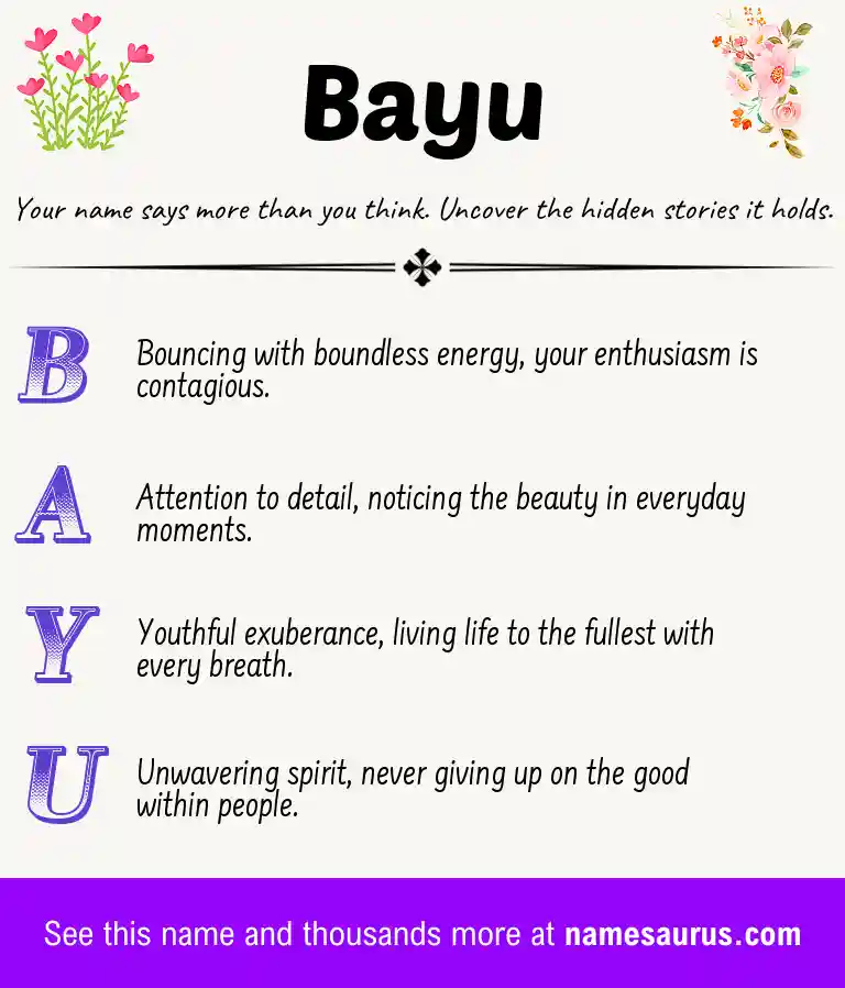 Acrostic poem about Bayu.