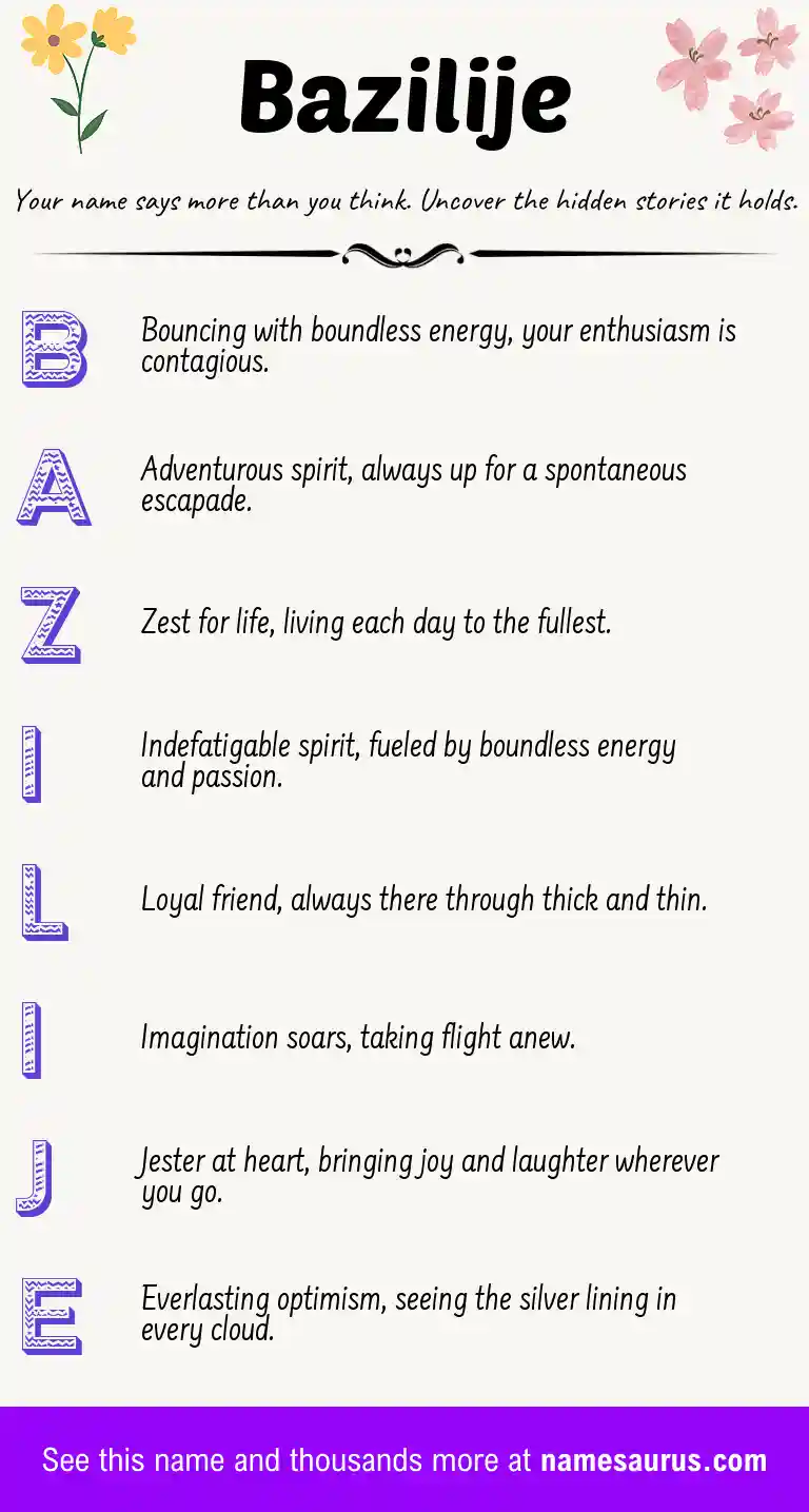 Acrostic poem about Bazilije.
