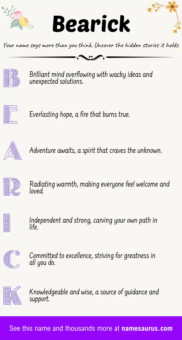 Acrostic poem about Bearick.