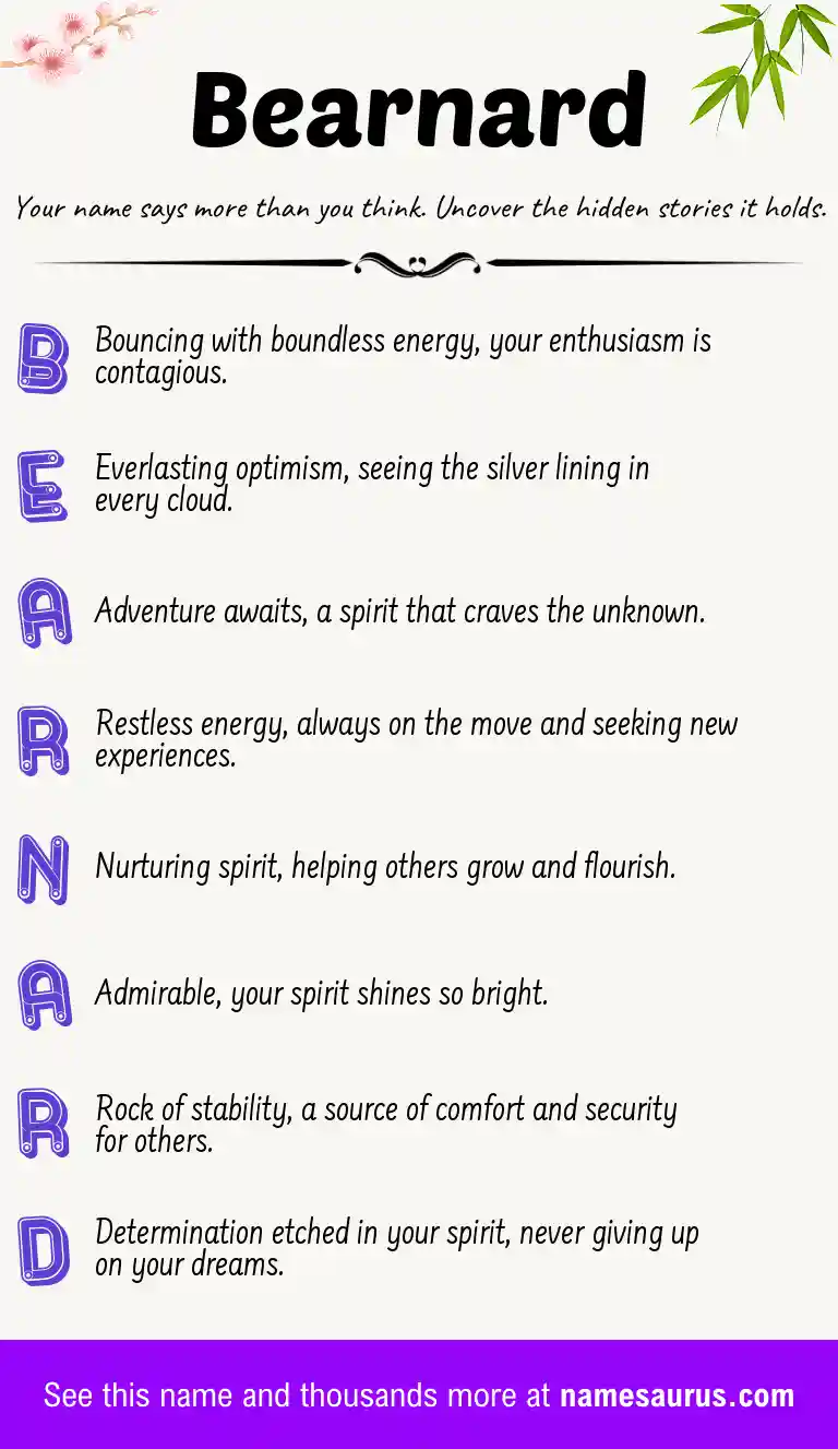Acrostic poem about Bearnard.