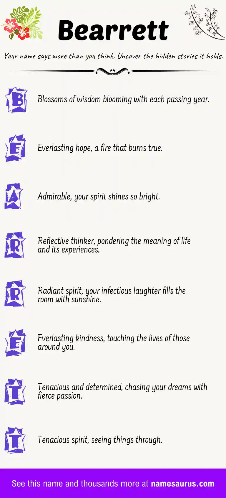 Acrostic poem about Bearrett.