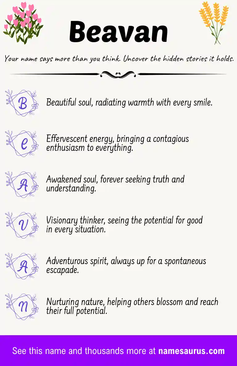 Acrostic poem about Beavan.