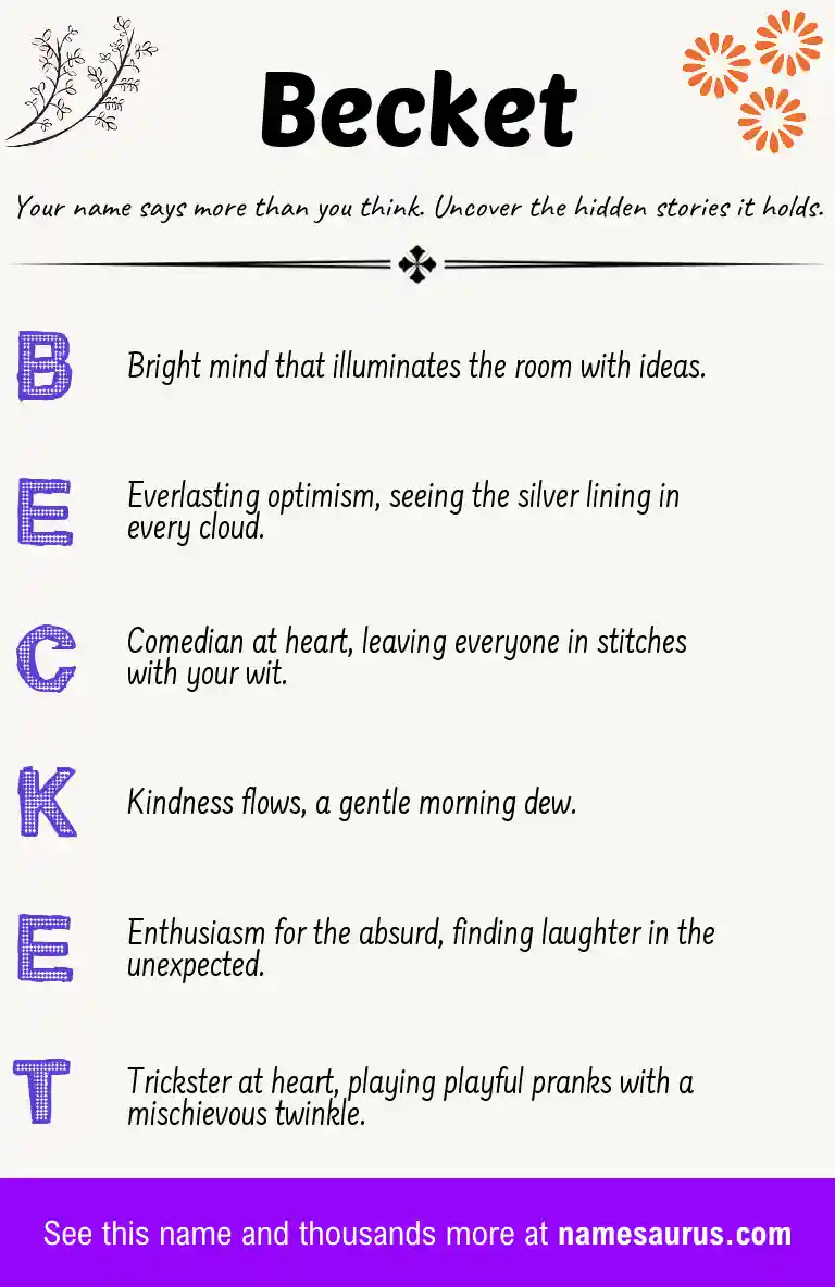 Acrostic poem about Becket.
