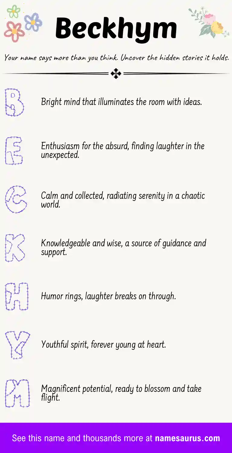 Acrostic poem about Beckhym.