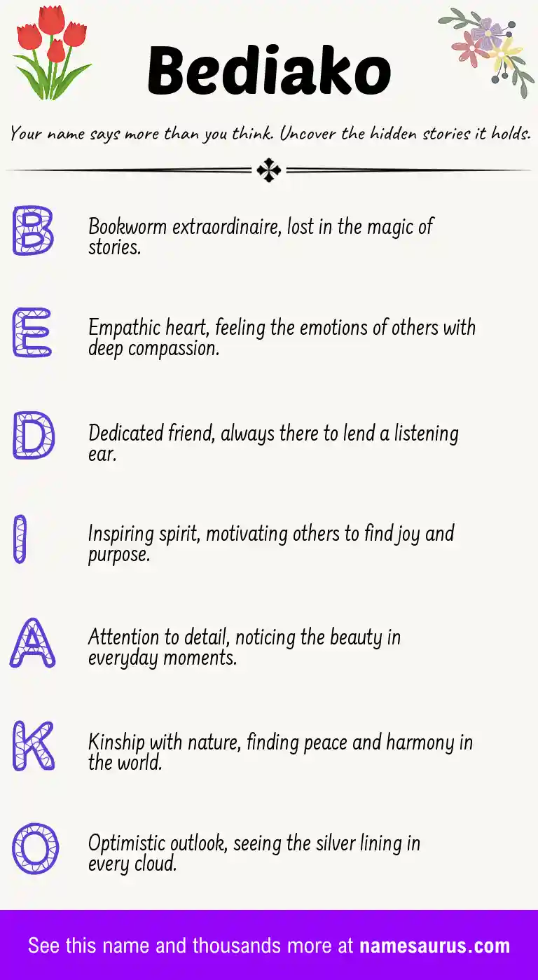 Acrostic poem about Bediako.