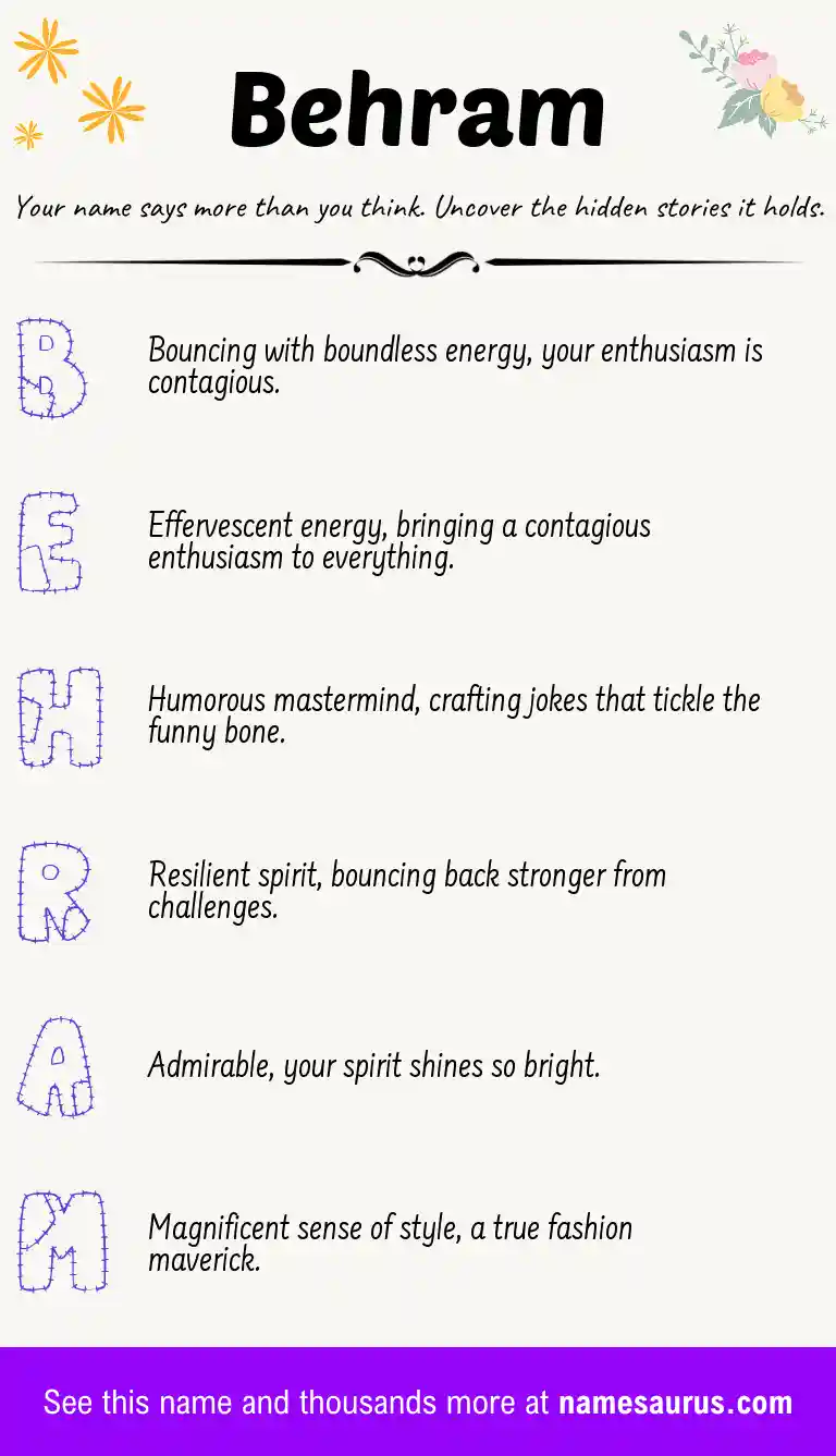 Acrostic poem about Behram.