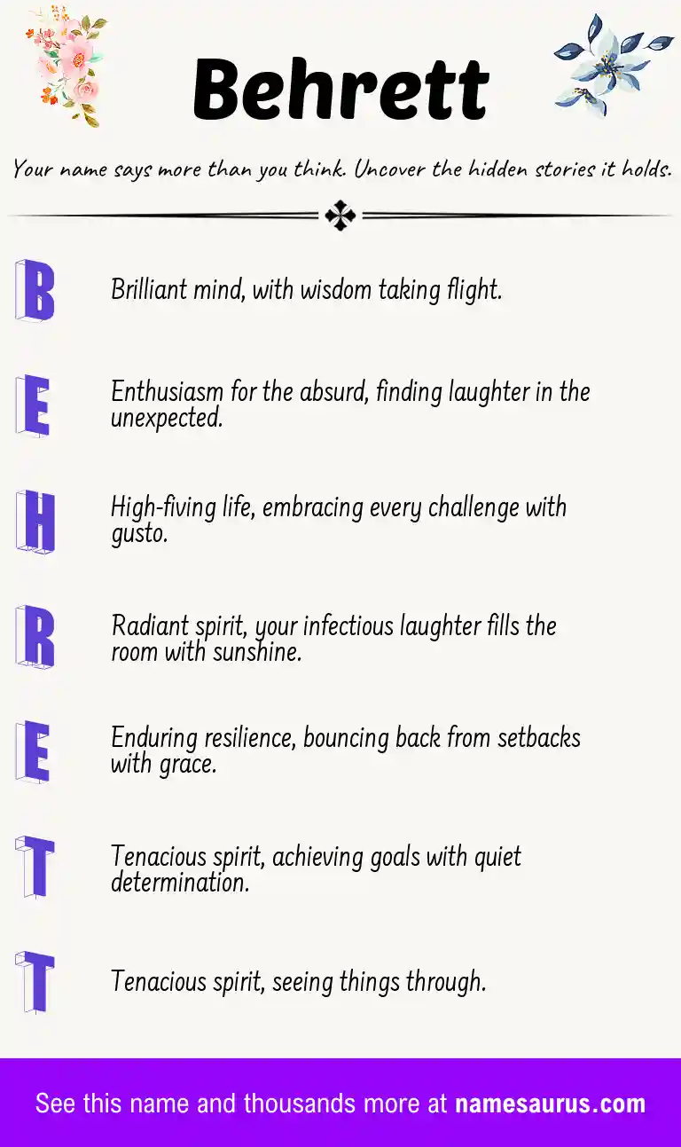 Acrostic poem about Behrett.