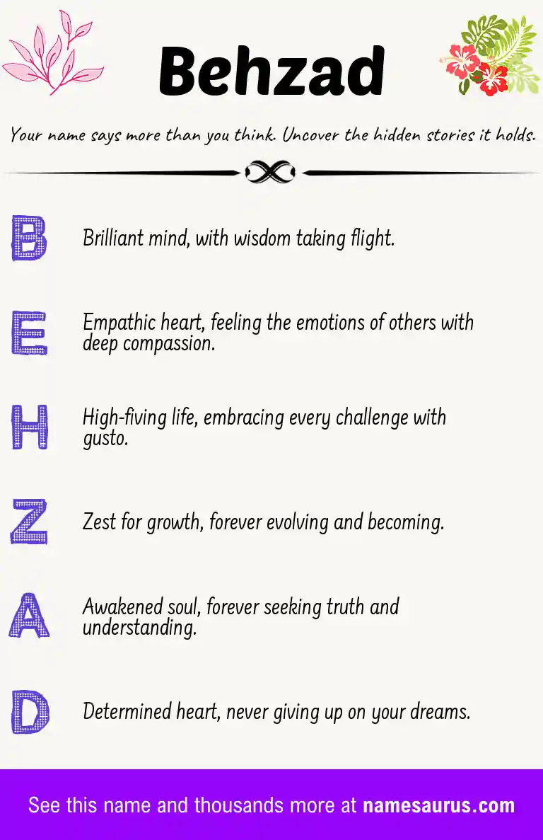 Acrostic poem about Behzad.