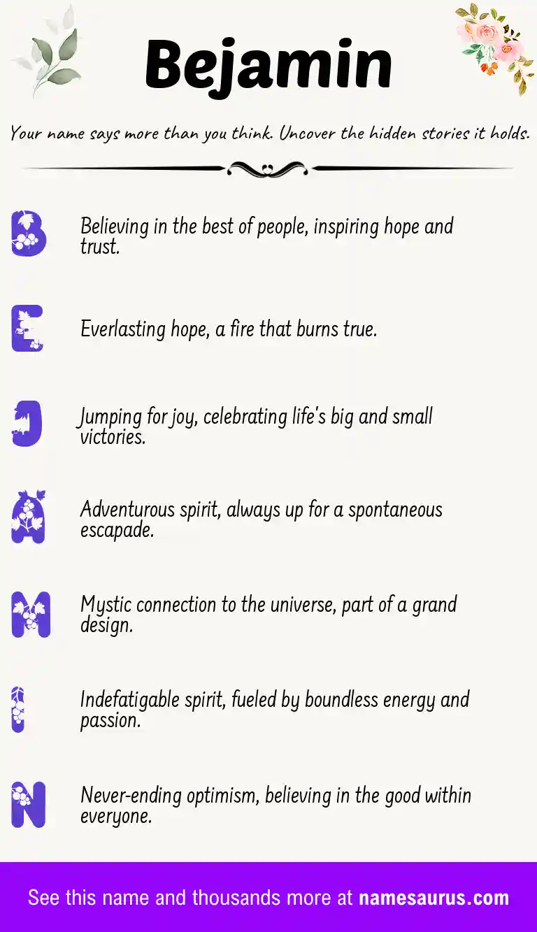 Acrostic poem about Bejamin.