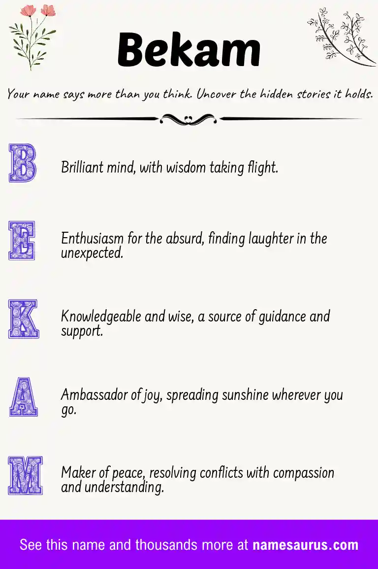 Acrostic poem about Bekam.