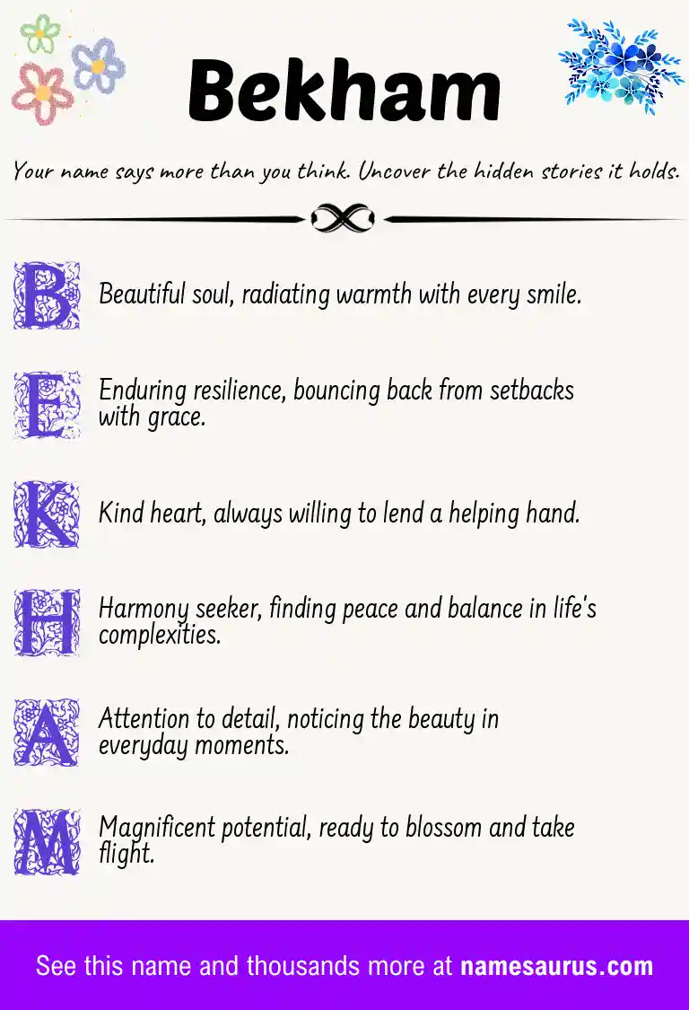 Acrostic poem about Bekham.
