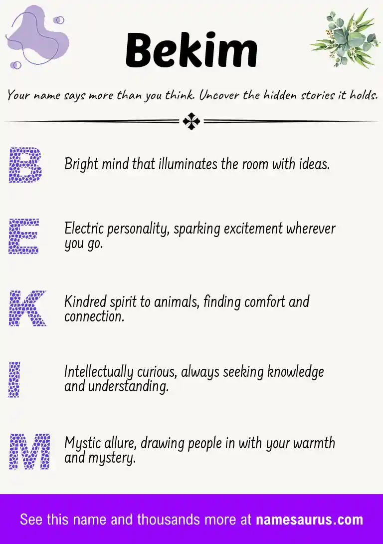 Acrostic poem about Bekim.