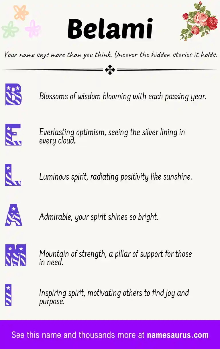 Acrostic poem about Belami.