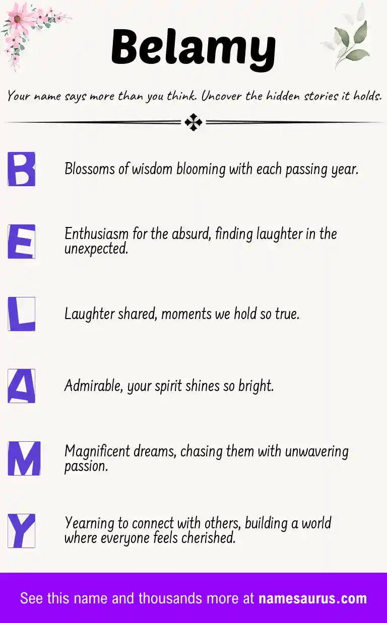 Acrostic poem about Belamy.