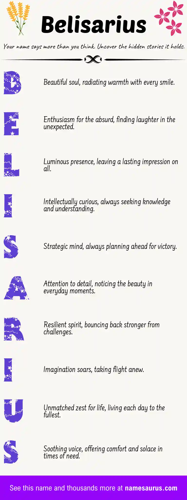 Acrostic poem about Belisarius.