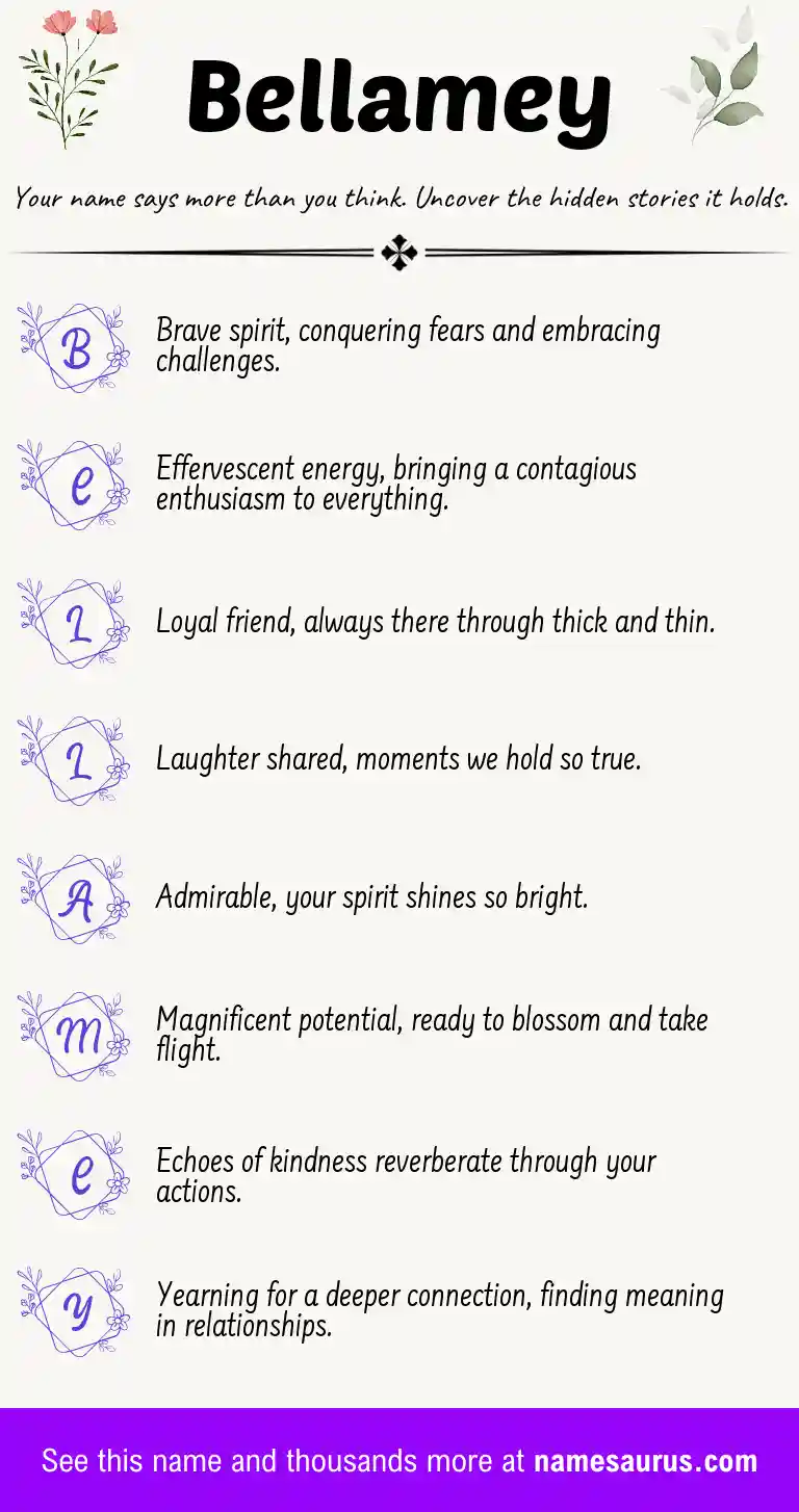 Acrostic poem about Bellamey.