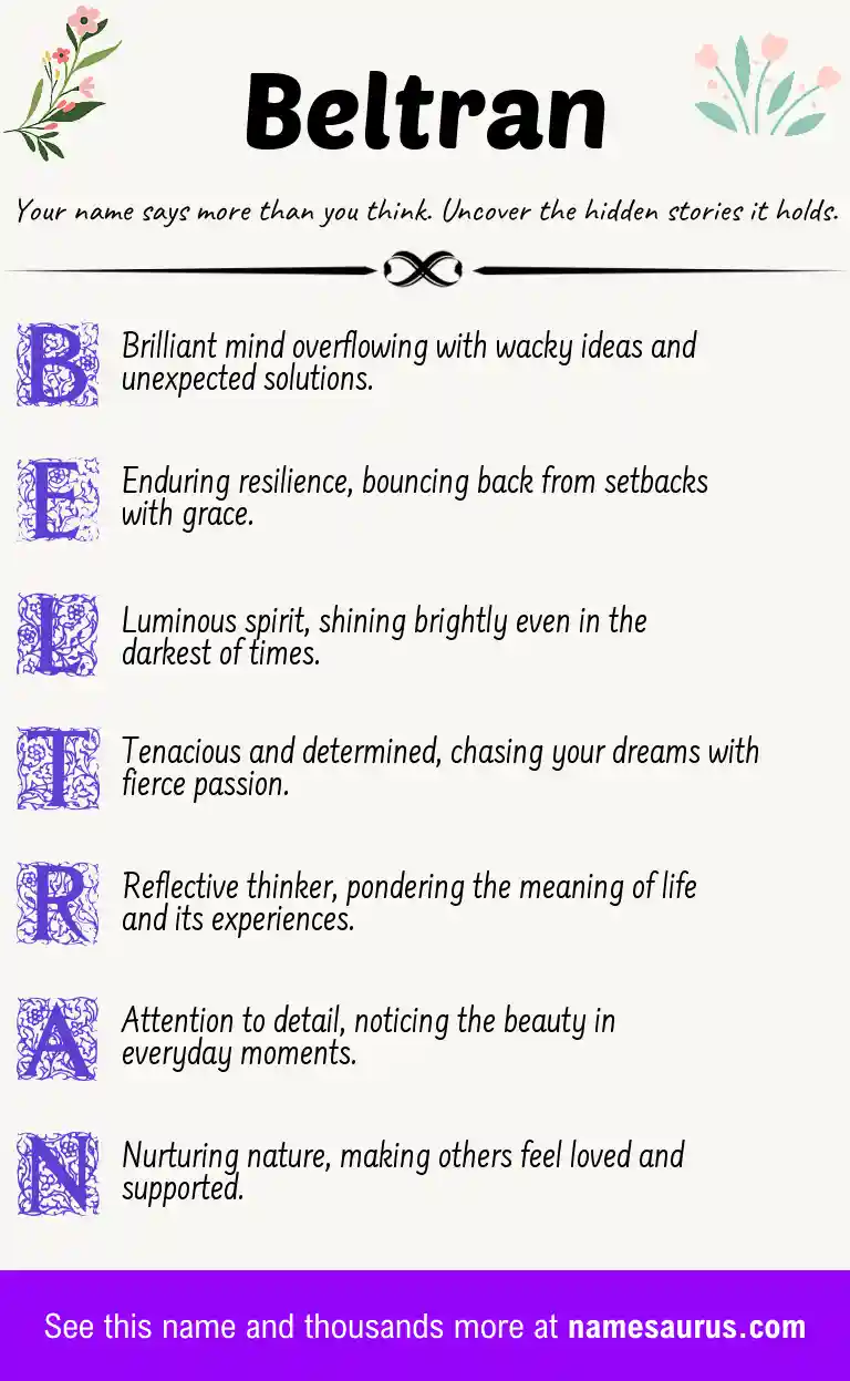 Acrostic poem about Beltran.