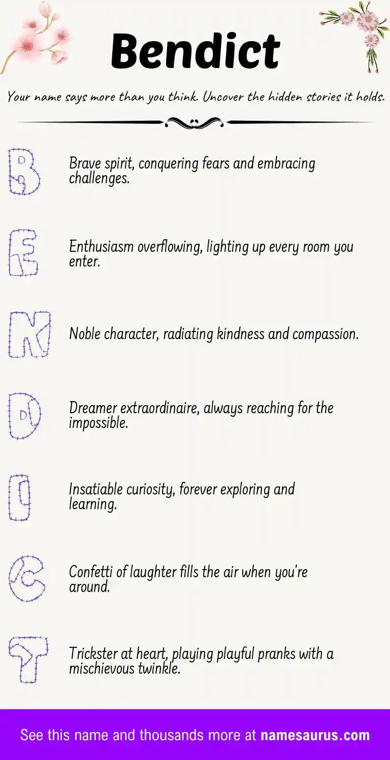 Acrostic poem about Bendict.