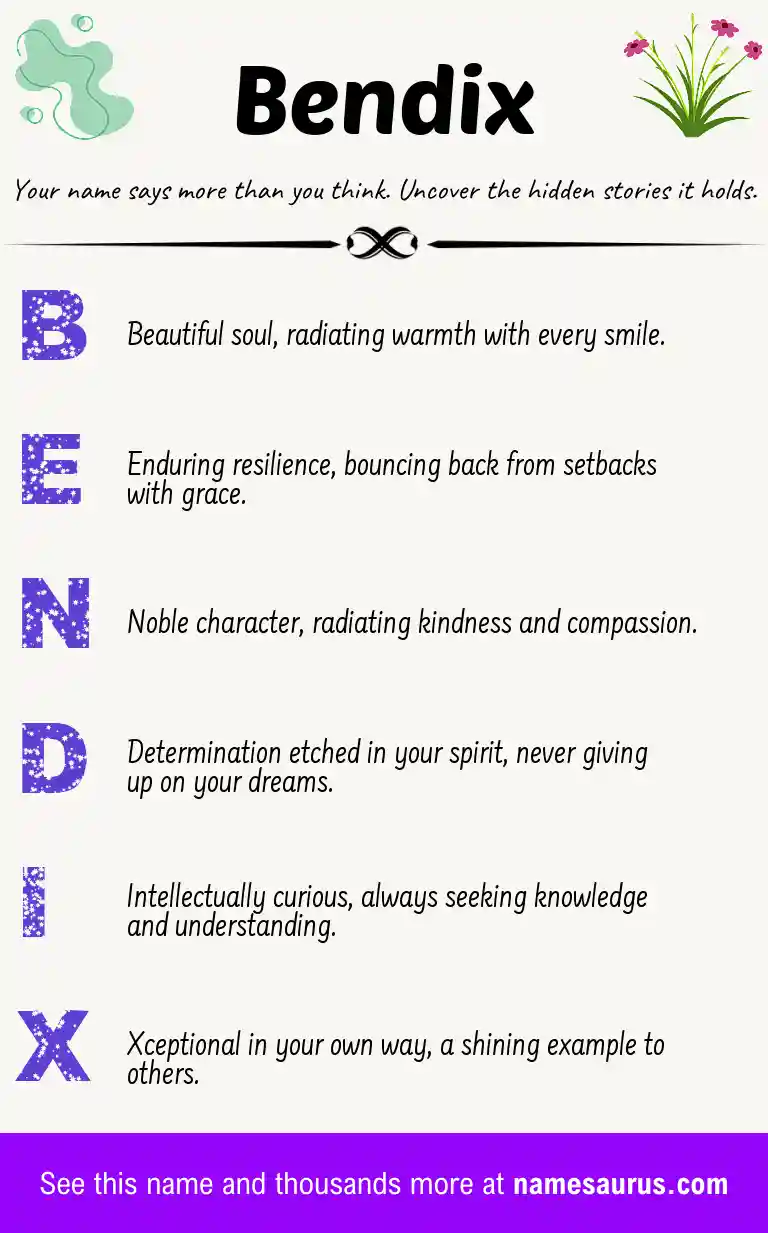 Acrostic poem about Bendix.