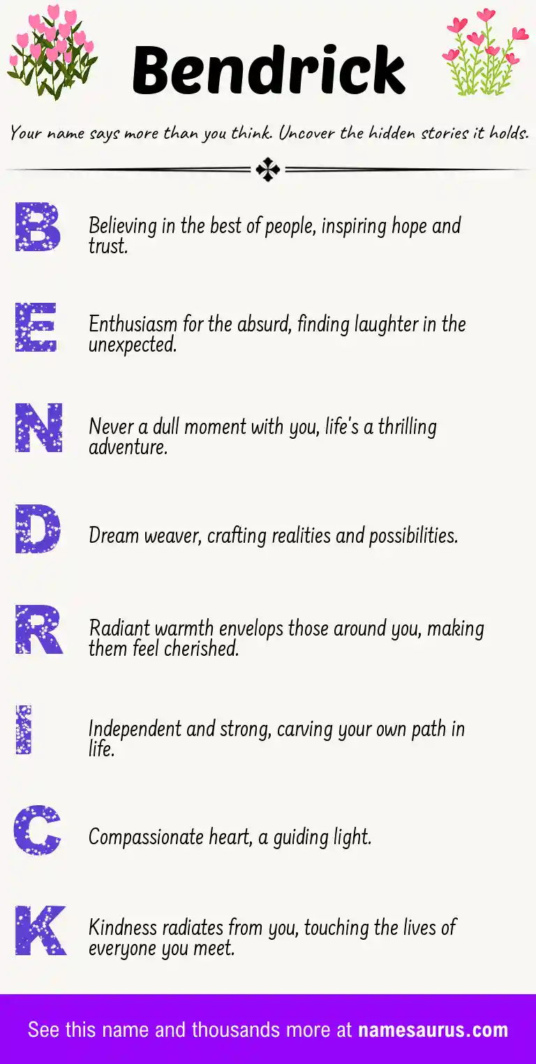 Acrostic poem about Bendrick.