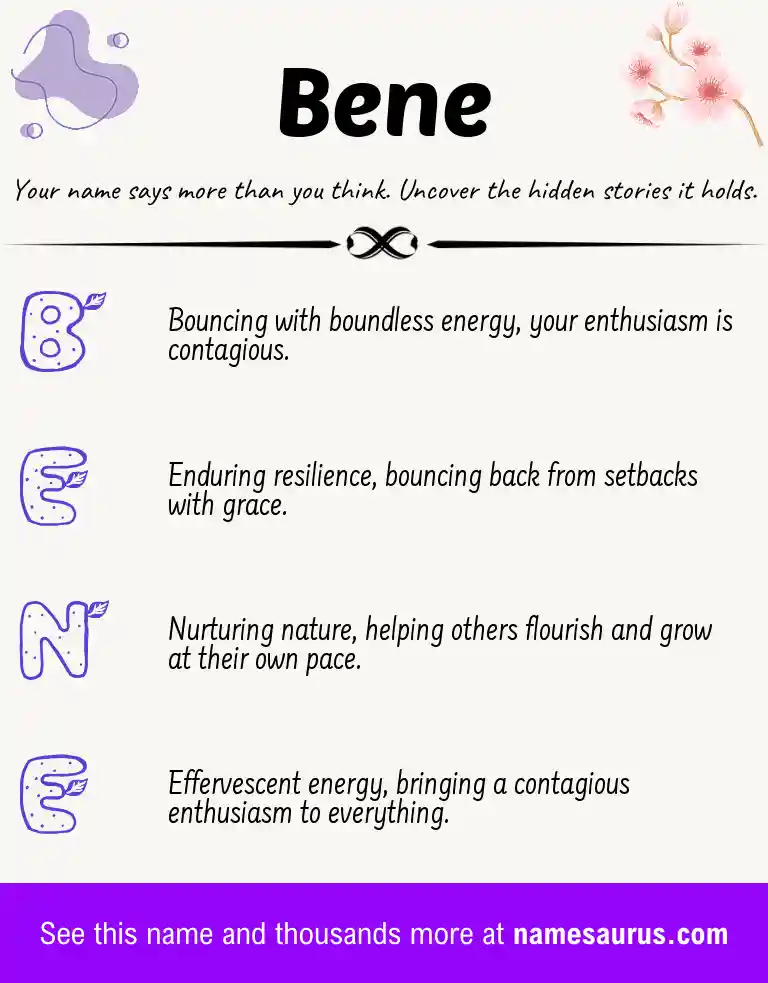 Acrostic poem about Bene.