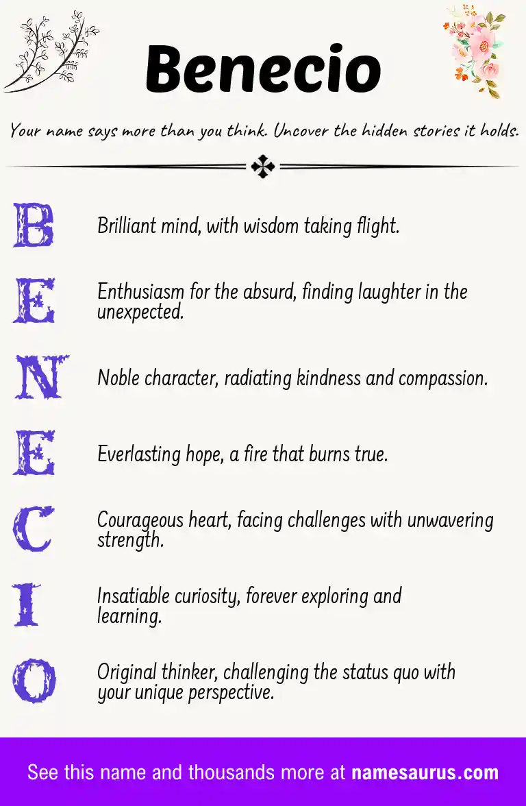 Acrostic poem about Benecio.