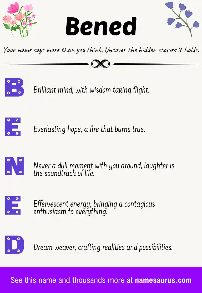 Acrostic poem about Bened.