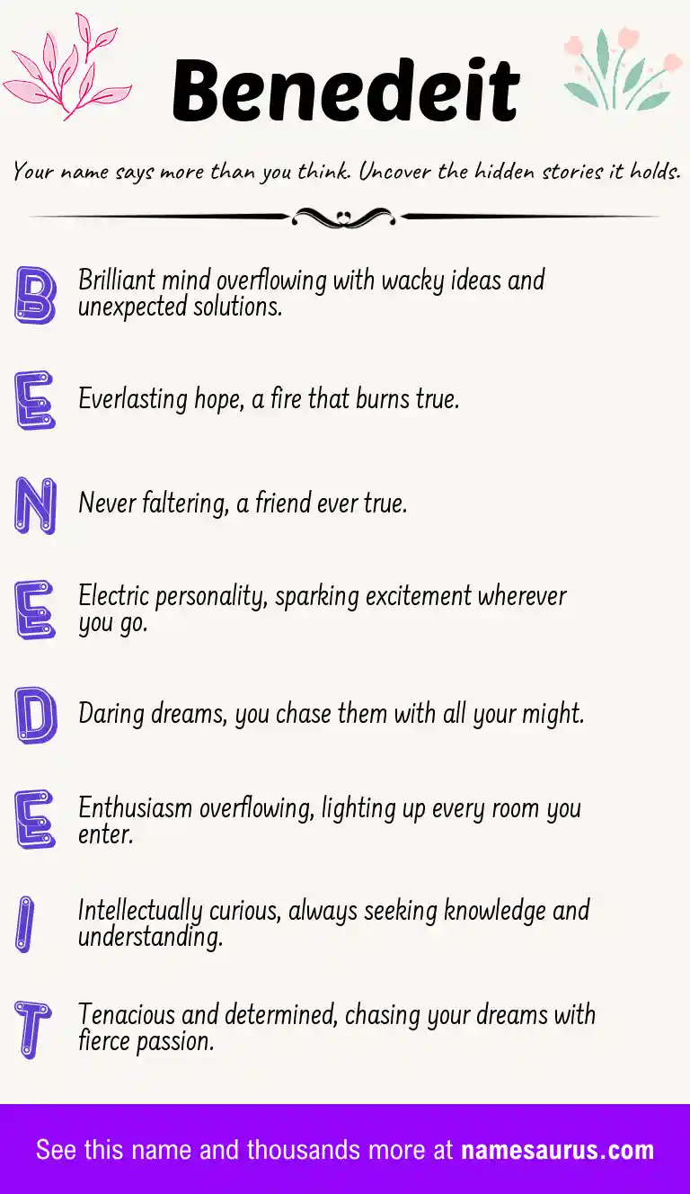 Acrostic poem about Benedeit.