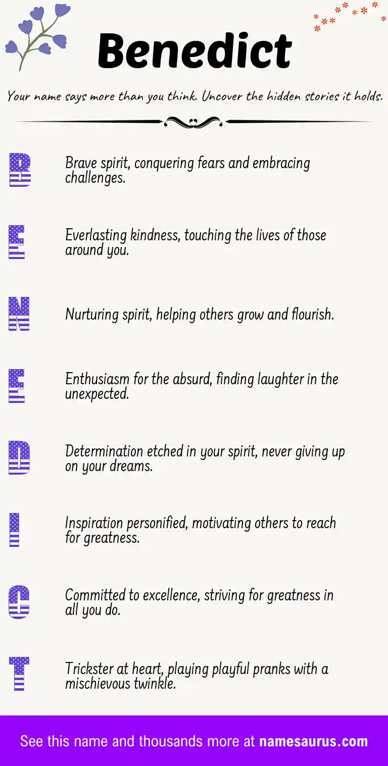 Acrostic poem about Benedict.
