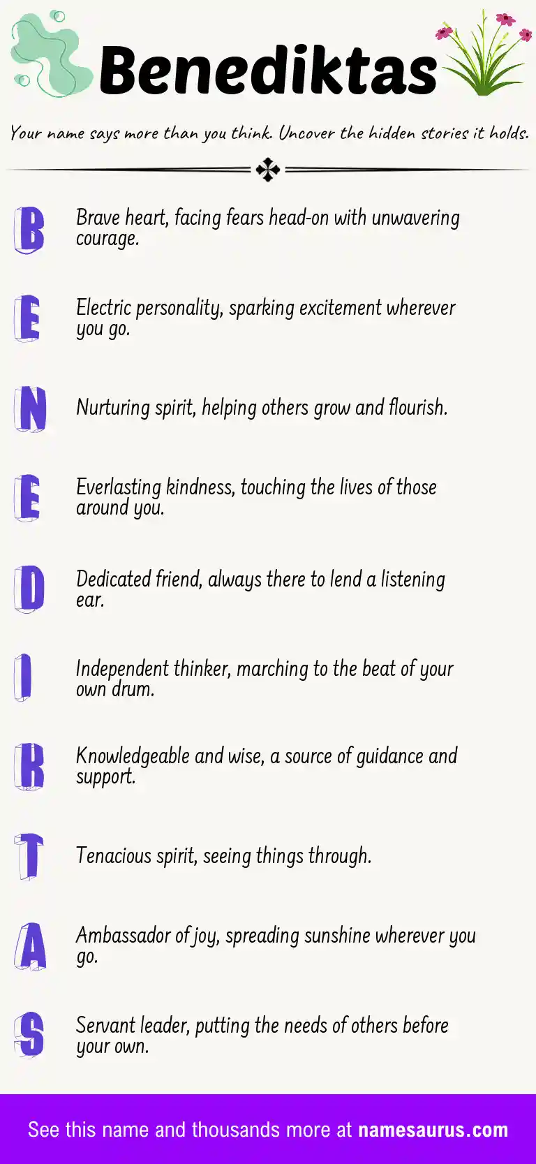 Acrostic poem about Benediktas.