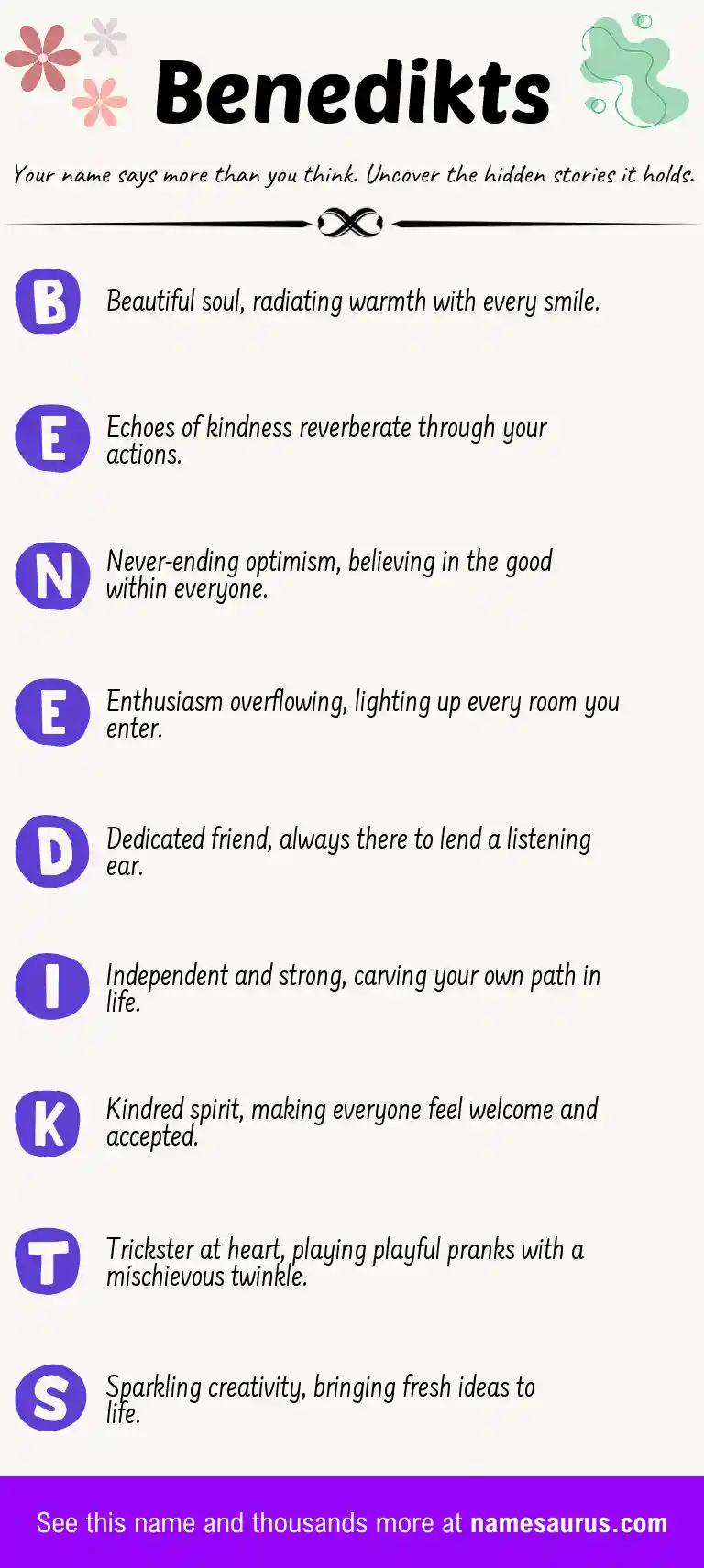 Acrostic poem about Benedikts.