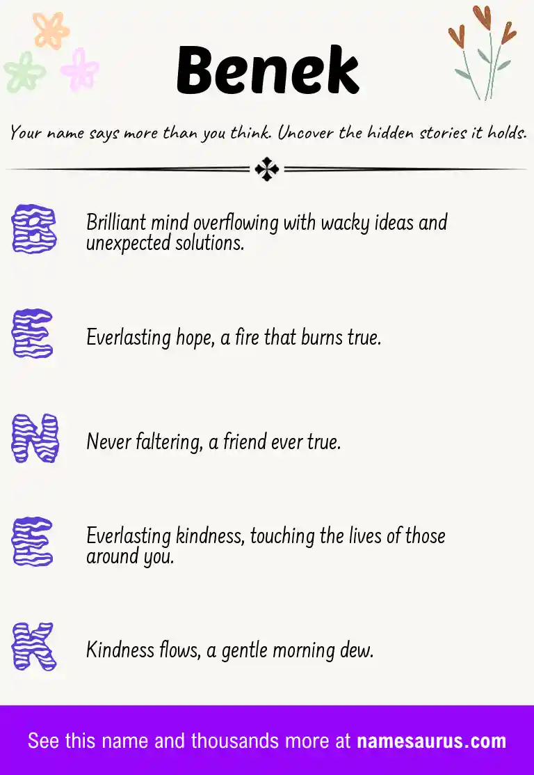 Acrostic poem about Benek.