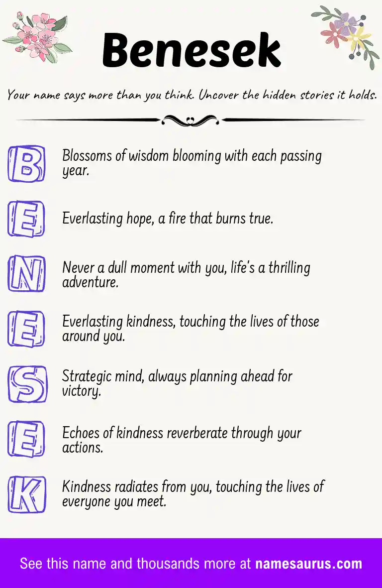 Acrostic poem about Benesek.