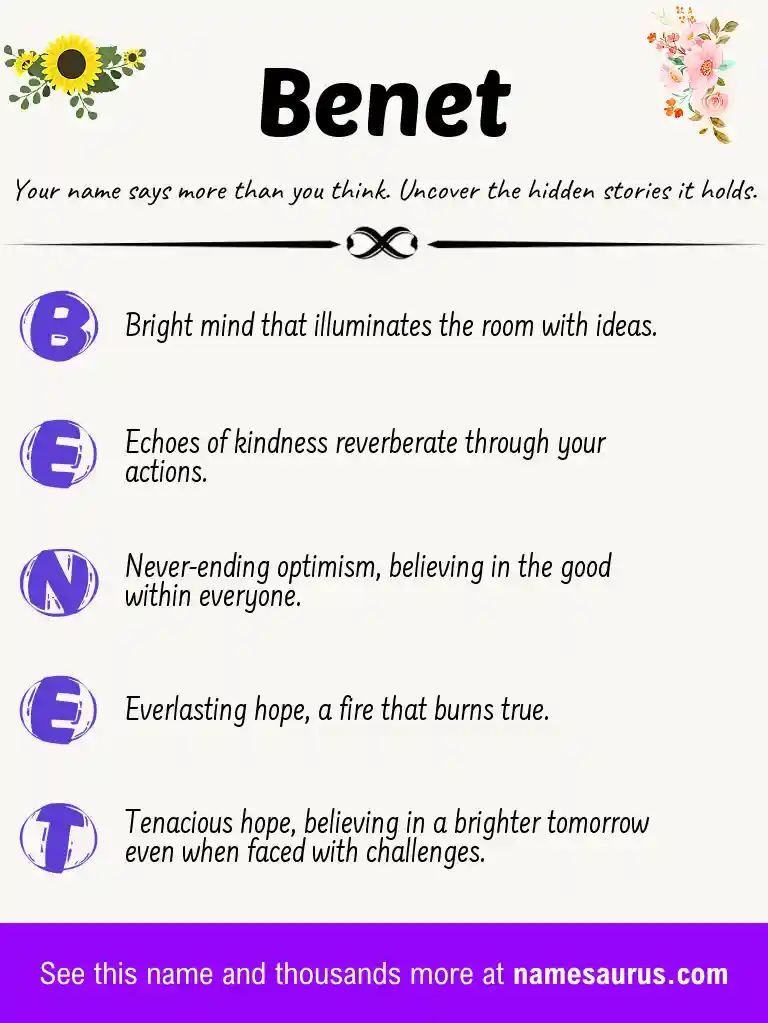 Acrostic poem about Benet.