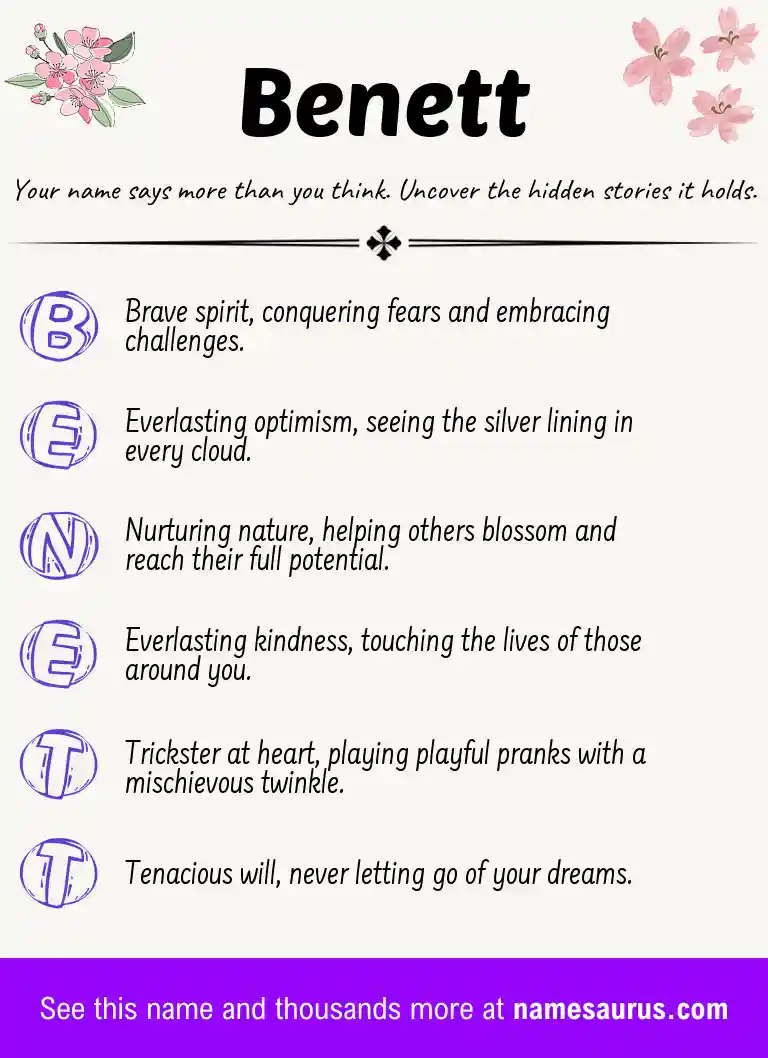 Acrostic poem about Benett.