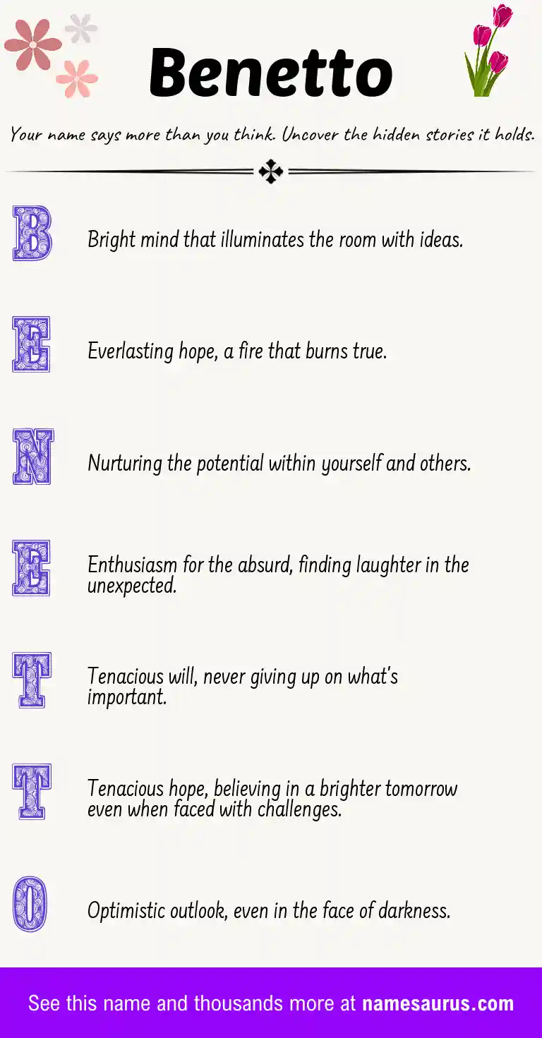 Acrostic poem about Benetto.