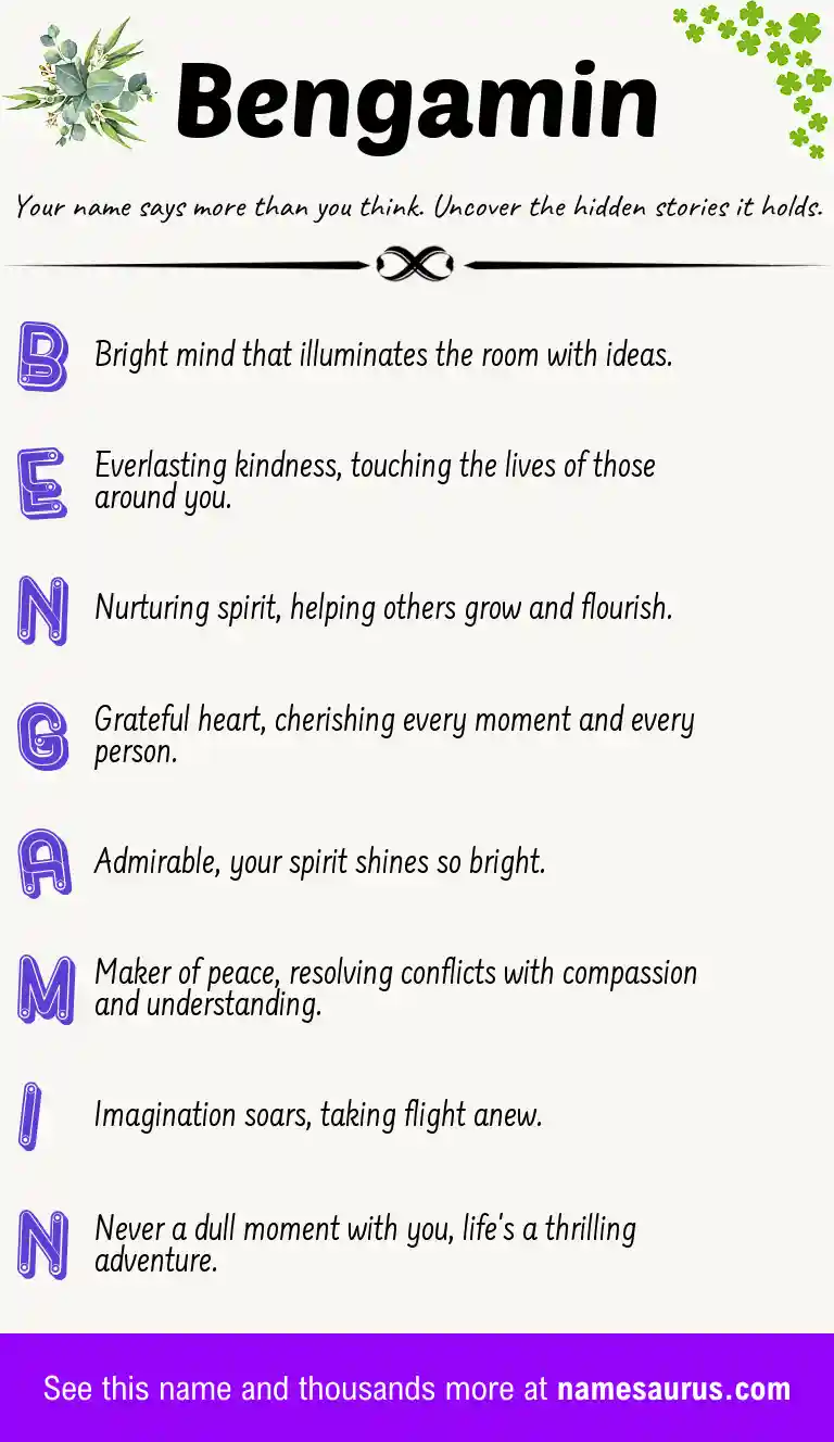 Acrostic poem about Bengamin.
