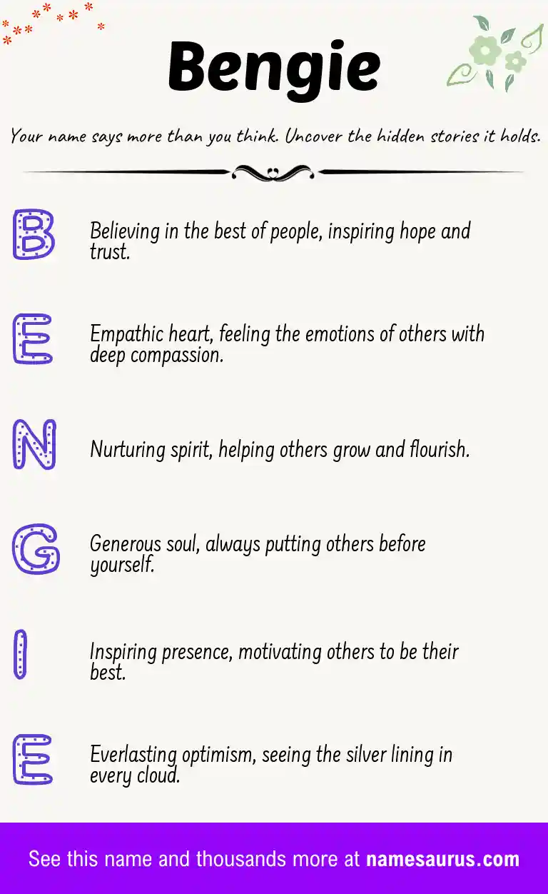 Acrostic poem about Bengie.