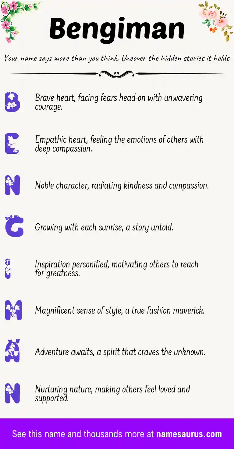 Acrostic poem about Bengiman.