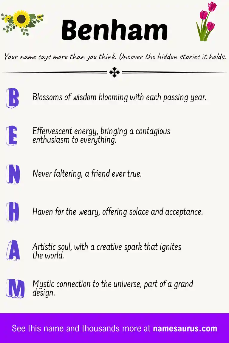 Acrostic poem about Benham.