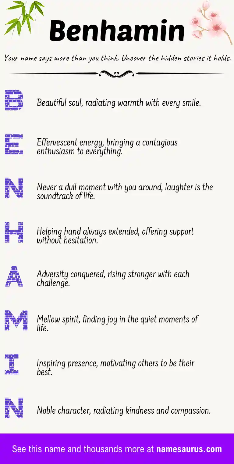 Acrostic poem about Benhamin.