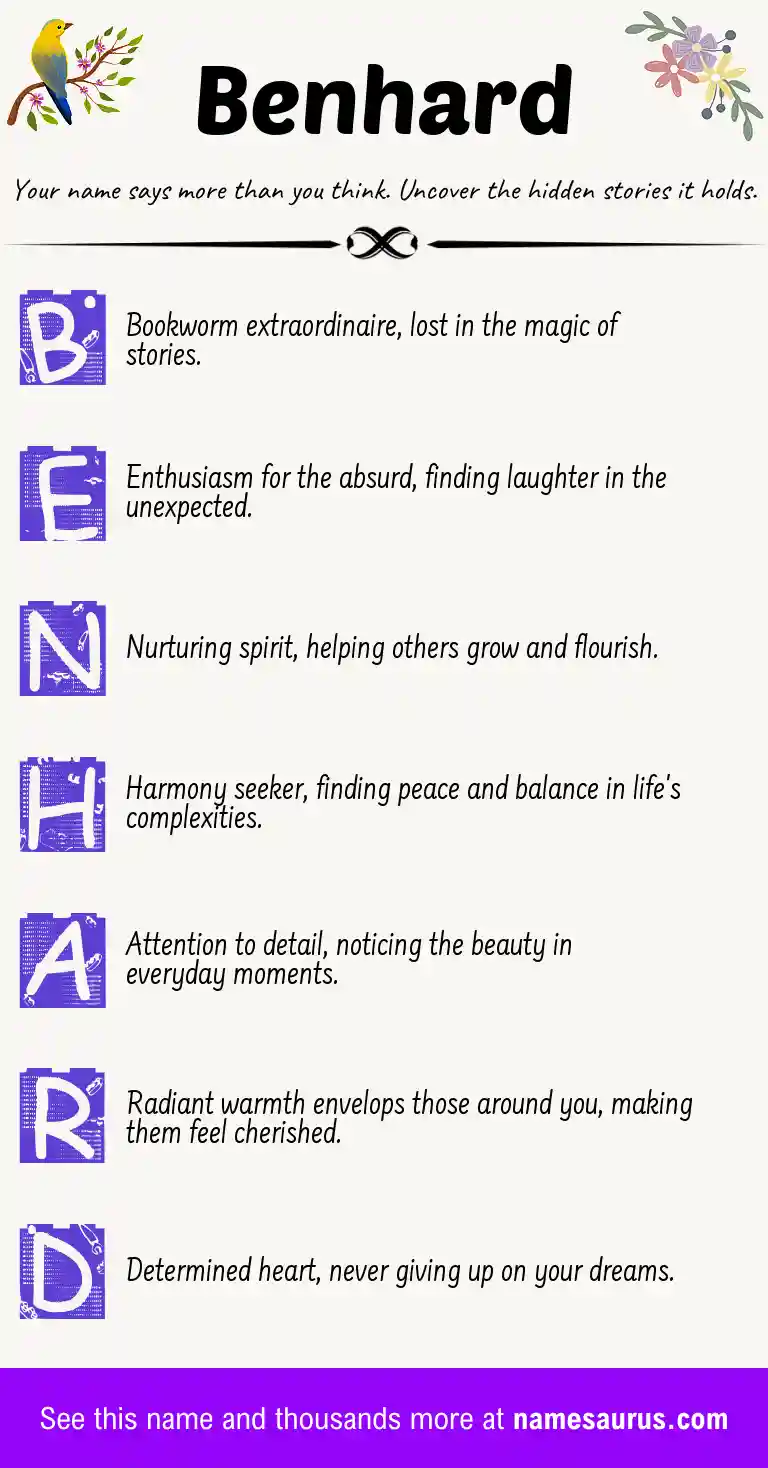 Acrostic poem about Benhard.