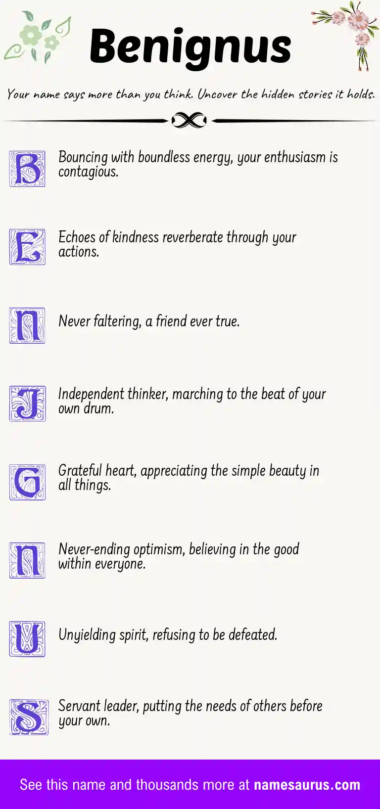 Acrostic poem about Benignus.
