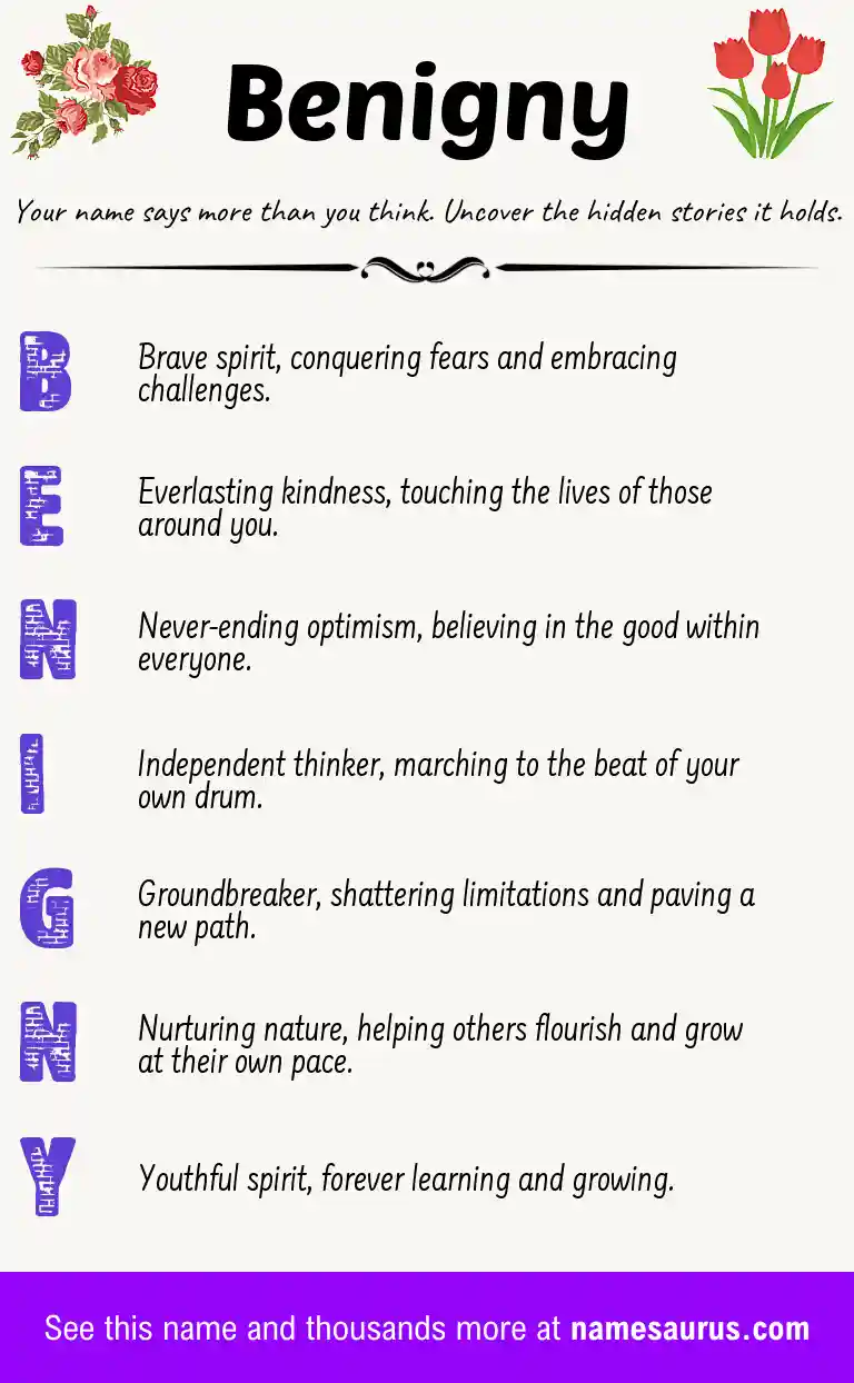 Acrostic poem about Benigny.