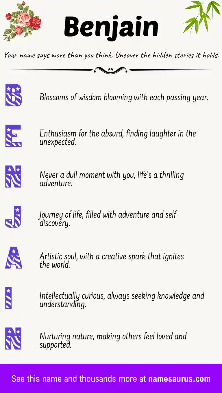 Acrostic poem about Benjain.